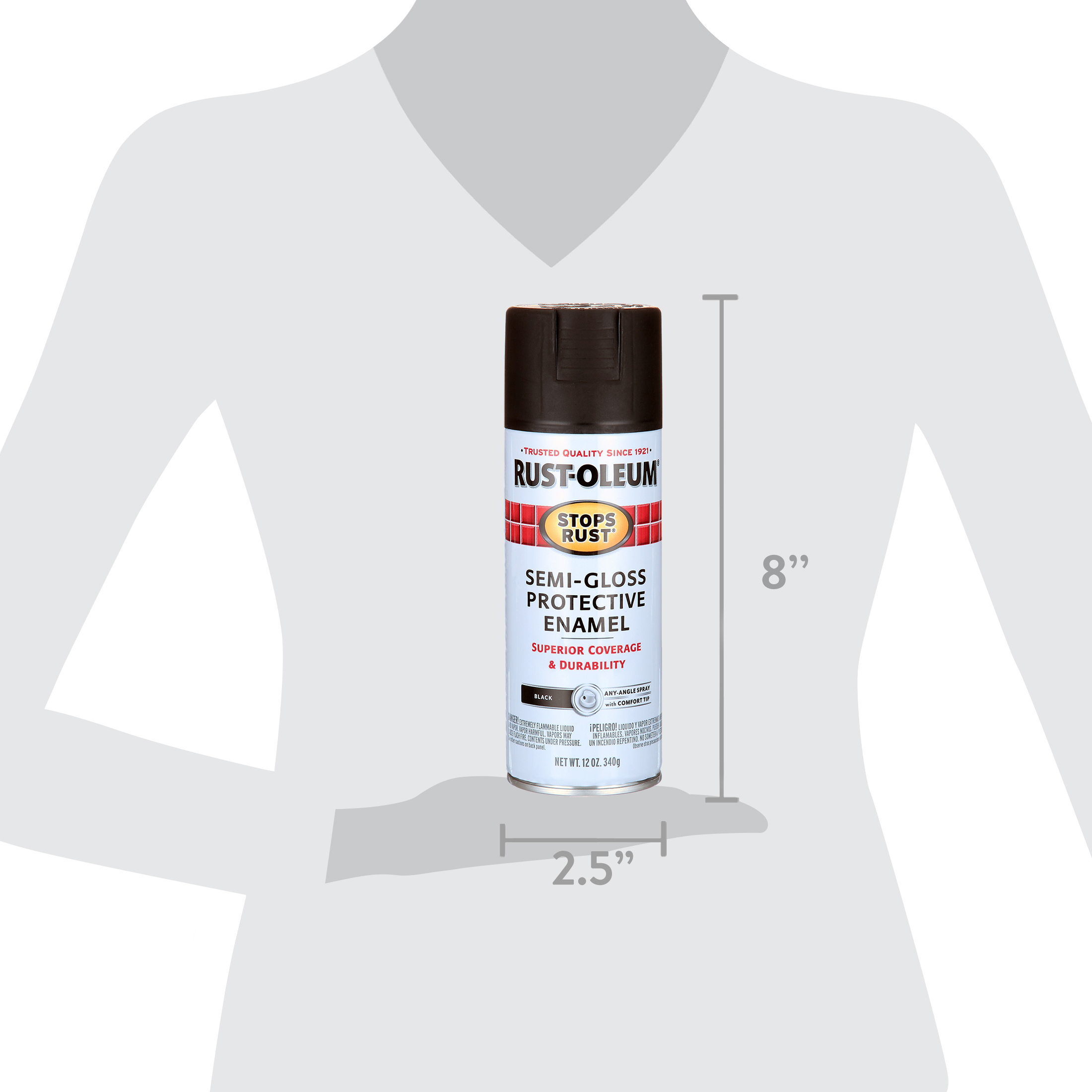 Black, Rust-Oleum Stops Rust Semi-Gloss Protective Enamel Spray Paint-7798830, 12 oz