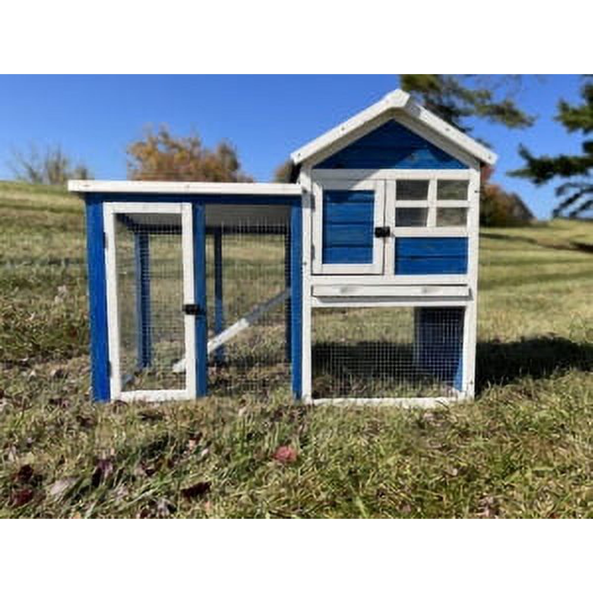 Win Pet Stilt House Rabbit Hutch, Navy Blue, Fits 1-2 Rabbits
