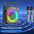 thumbnail image 5 of BONAOK Karaoke Machine with Two Wireless Microphones, Portable for Adults & Kids, Microphone PA System, LED Lights, Speaker Supports TF Card/USB, AUX in, FM, REC,TWS, 5 of 7