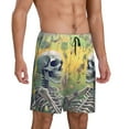 thumbnail image 2 of Gaeub Flower Butterfly Skull Couple Print Men's Short Pajama Pants, Sleep Shorts, Household Pants, Casual Pants with Pockets-3X-Large, 2 of 6