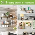 thumbnail image 5 of Floating Shelves, 3 Set Wall Mounted Wood Bathroom Shelves,with Towel Rack Paper Holder Storage for Bathroom, Kitchen, Living Room, Light Wood Color, 5 of 8
