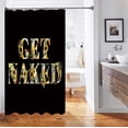 thumbnail image 4 of Get Naked Shower Curtain, Funny Quotes Botanical Floral Yellow Sunflower Wildflower Bouquet Modern Farmhouse Bathroom Decor, Waterproof Polyester Fabric Black Shower Curtain, 72 X 72 Inch, 4 of 5