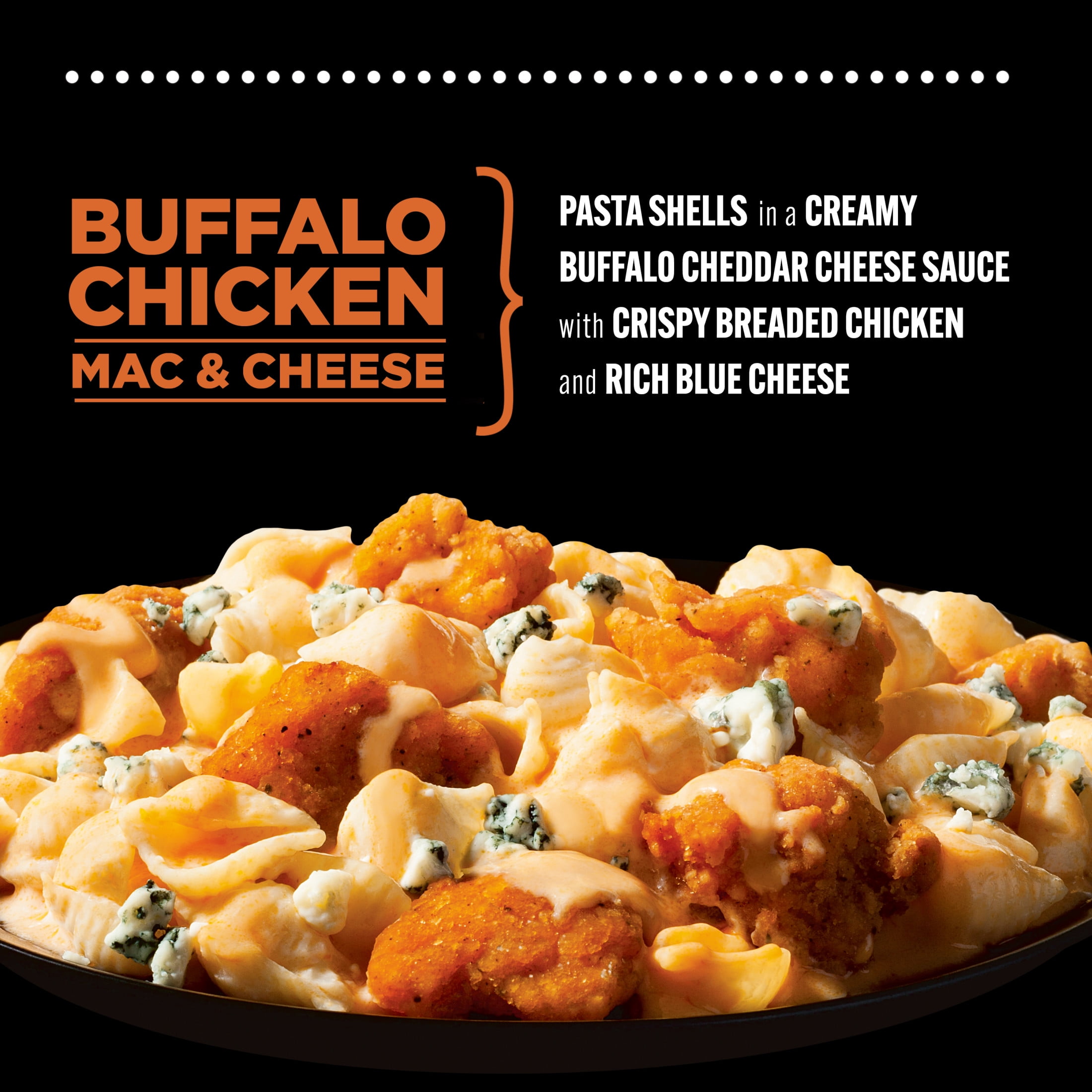 DEVOUR Buffalo Style Chicken Mac & Cheese with Buffalo Cheddar Cheese Sauce & Blue Cheese Frozen Meal, 12 oz Box