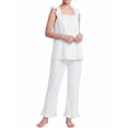 thumbnail image 6 of JWD Womens Two Piece Pajama Set Soft Sleeveless Ruffle Strap Cami Top and Long Pants Lightweight Lounge Sleepwear White 2XL, 6 of 7