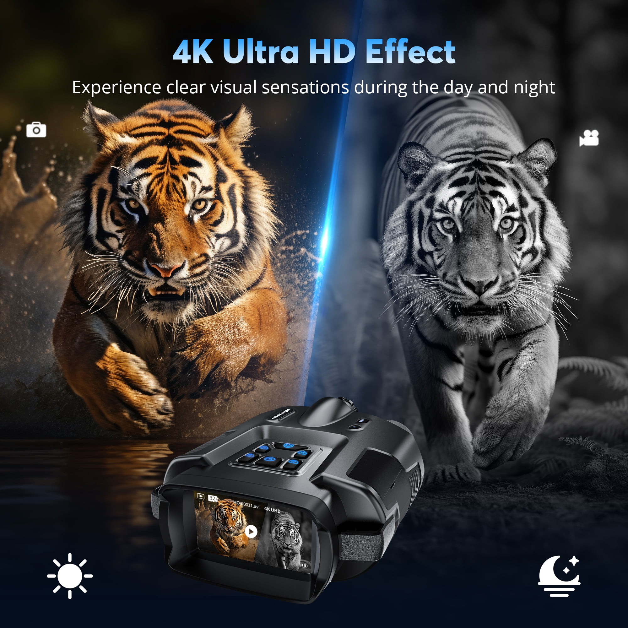 Ruaiok 4K Night Vision Binoculars,8X Night Vision Goggles with