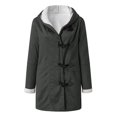 thumbnail image 4 of VEKDONE 2026 Hoodie Jackets for Women Fall Winter Thickened Plush Long Sleeve Coat with Pockets Trendy Horn Button Solid Color Warm Hooded Outwear Dark Gray XXL, 4 of 6