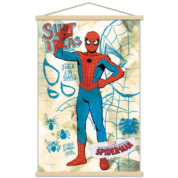 Marvel Animations' Your Friendly Neighborhood Spider-Man - Suit Concept Ideas Wall Poster with Magnetic Frame, 22.375" x 34"