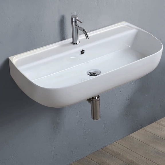 Nameeks CeraStyle 078700-U-One Hole Aqua 29-5/8" Rectangular Ceramic Wall Mount / Drop In