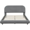 thumbnail image 3 of Full Size Bed Frame, Queen Size Upholstered Platform Bed with Thick Fabric, Solid Frame and Stylish Curve-Shaped Design, Easy Assembly, No Box Spring Needed, 3 of 8