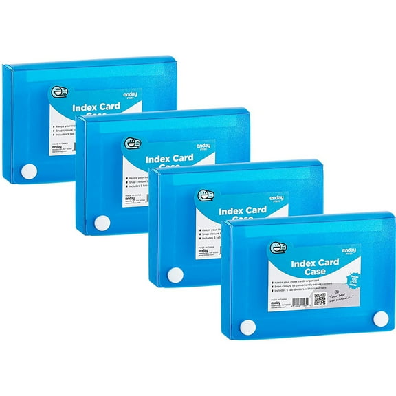 Enday Index Card Holder 3x5 Inch File Organizer for Focus Notes & Flash Cards, Blue 4 Pack