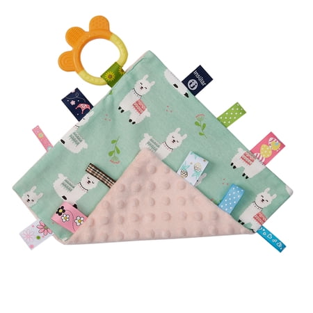 Appease Towel Comfortable Soothing Blanket with Colorful Tags Silicone Teether Cute Patterns Soft Comforter Hand Plush Towel for Infants Toddlers