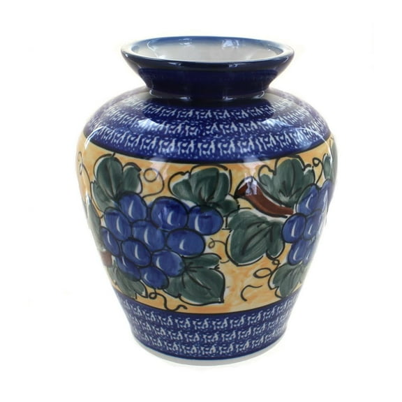 Blue Rose Polish Pottery Indoor Tabletop Grapes Medium Vase