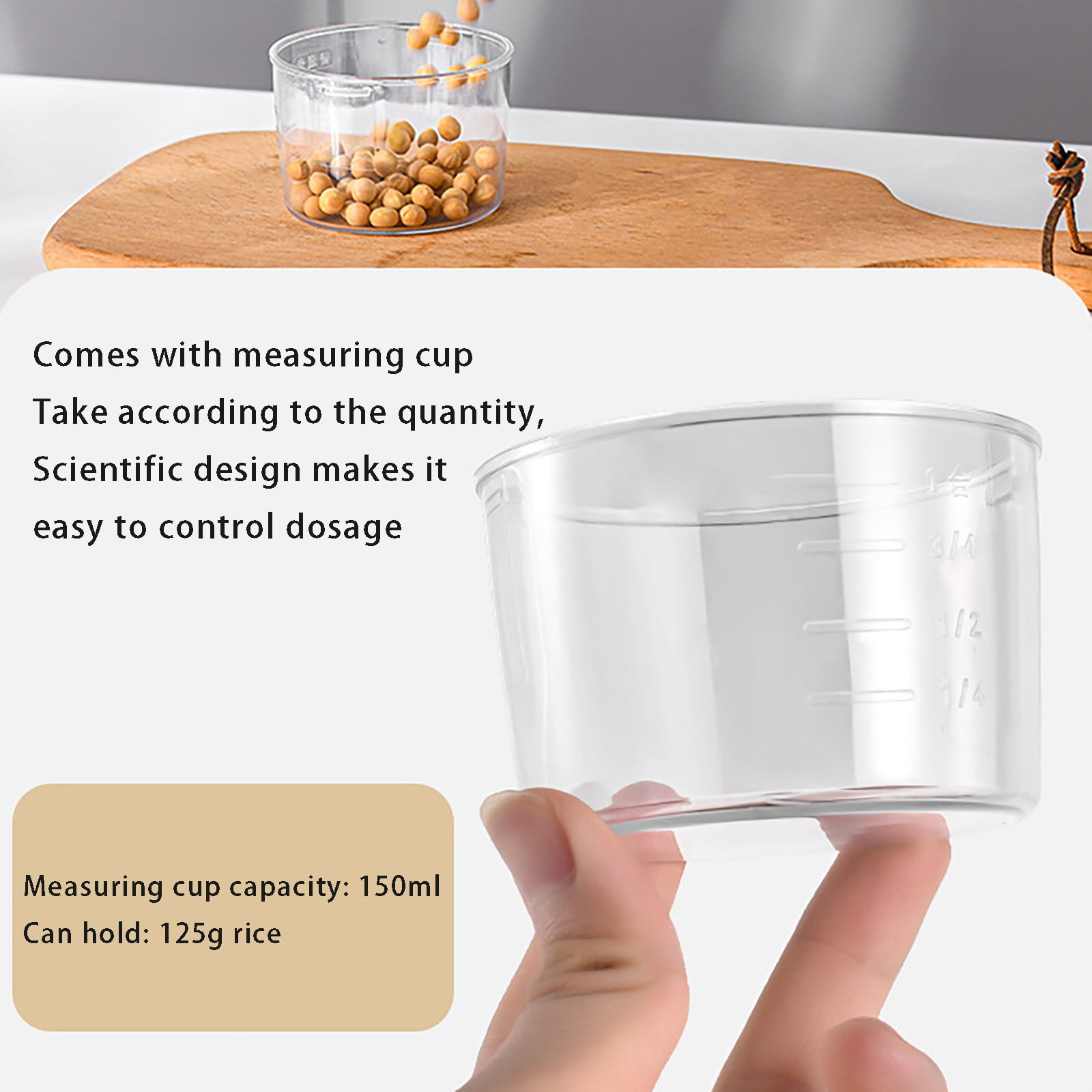 Rice Airtight Dry Food Storage Containers, Large Dry Food Storage Containers, BPA Free Plastic Storage Bin Dispenser with Pourable Spout, Measuring cup for Cereal, Flour and Baking Supplies