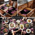 thumbnail image 3 of Pink Rose Placemats for Dinning Table Set of 4, Vintage Abstract Garden Flower Floral Black Burlap Kitchen Place Mats Waterproof Cloth Table Mats, Indoor Outdoor Placemats Easy Clean Dinner Decor, 3 of 8