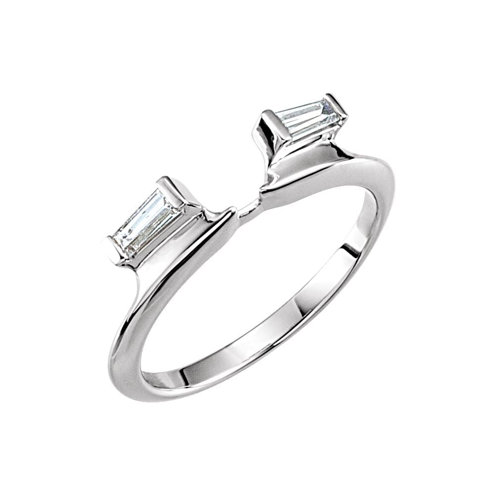 Diamond2Deal 14K White Gold 1/5 Cttw Diamond Baguette WrapStyle Ring