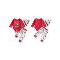 thumbnail image 3 of Cjfdfy Newborn Baby Boy Christmas Outfit My First Christmas Long Sleeve Excavator Print Romper Pants Hat 3-piece Set Infant Cute Christmas Holiday Fall Winter Clothes 0-18M, 3 of 10