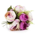 thumbnail image 2 of Enova Home Artificial Flowers Mixed Silk Peony and Greenery Fake Flowers Arrangement in Rectangle Glass Vase with Faux Water for Home Office Wedding Decoration (Cream Purple), 2 of 3