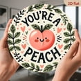 thumbnail image 6 of 1pc Retro Metal Circular Aluminum Painting - _You're a Little Peach_ Wall Art, Vintage Style with Whimsical Peach & Leaf Design, Perfect for Bedroom, Living Room, Dining Room, 8*8inch, 6 of 6