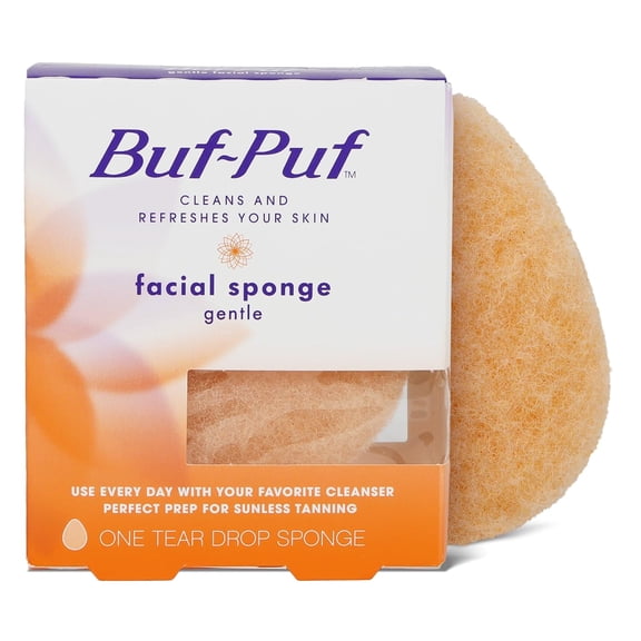 Buf-Puf Gentle Facial Sponge, Dermatologist Developed, Removes Deep Down Dirt & Makeup Causes Breakouts and Blackheads, Reusable, Exfoliating, 1 Count
