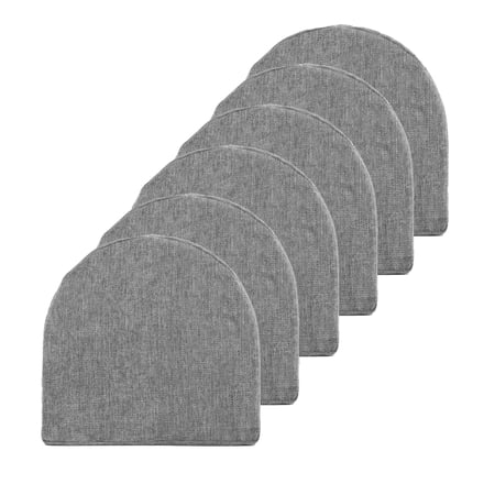 Sweet Home Collection U-Shape Molded Memory Foam Chair Pads With Ties Gray 6 pack