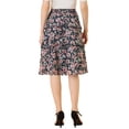 thumbnail image 3 of Unique Bargains Jupe Midi à Volants Superposés à Imprimé Floral pour Femme, Bleu Foncé, S, 3 of 7