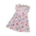 thumbnail image 5 of Big Girls Summer Dress Floral Swing Dresses Flutter Sleeveless Cotton Crewneck Midi Dress Casual Cute Clothes, White, 5 Years, 5 of 6
