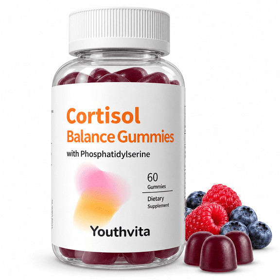 Youthvita Cortisol Supplements for Women & Men, Cortisol Reducer Ashwagandha L-Theanine Magnolia Epimedium Phosphatidylserine, 60 gummies