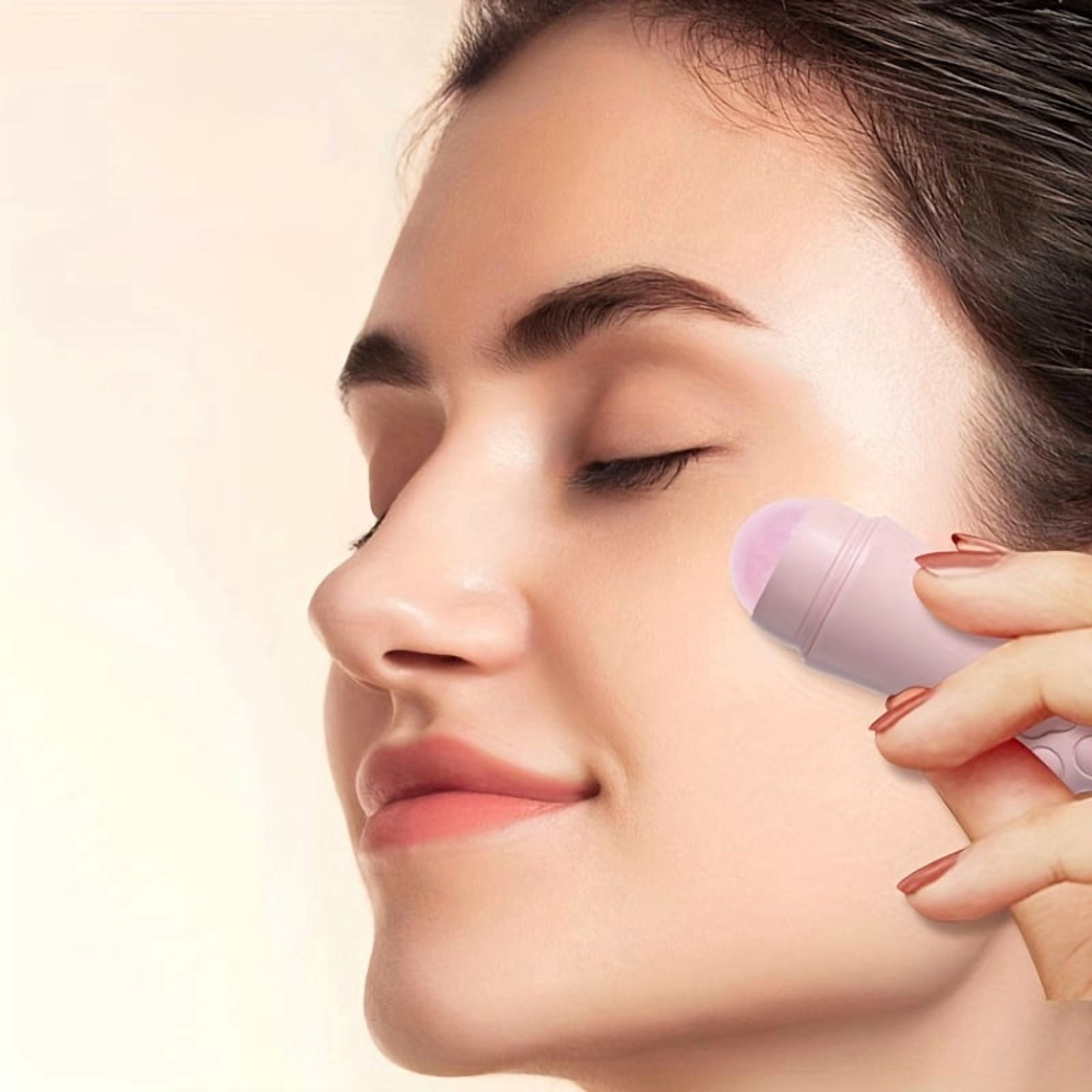 Oil-absorbing Volcanic Roller, Reusable Quartz Ball Facial Massager, Suitable for Facial Makeup Oil Control, Home or Travel Mini Massage Skincare Tool