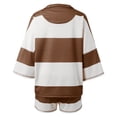 thumbnail image 4 of Women's Striped Shorts Suit V Neck Oversized Shirt and Shorts Casual Summer Activewear 2 Piece Set Brown S, 4 of 6