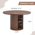 thumbnail image 5 of LUFTUT 47.2" Round Dining Table with Storage, Pedestal Wood-Look MDF Table with Sliding Wood Door, Modern Farmhouse Circle Table for Kitchen & Dining Room, Seats 4–6 (Walnut), 5 of 8