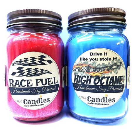 Combo - High Octane and Race Fuel Set of Two 16oz Country Jar Soy Candles Great Unique Scents for