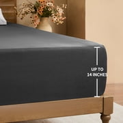 Hotella Queen Fitted Sheet, 100% Microfiber, 60x80, Soft & Fade-Resistant, 14 Deep Pocket, Dark Gray