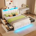 thumbnail image 2 of Greenstell Queen LED Storage Bed Frame - Charging Station, App Control, 1200LBS Capacity, White, 2 of 10