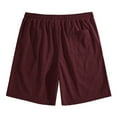 thumbnail image 5 of Nestiefly Lightweight Shorts for Men High Waisted Elastic Waist Jacquard Texture Walking Above Knee Shorts Drawstring Waffle Knit Above Knee Lounge Sweat Shorts with Pockets Wine M, 5 of 5