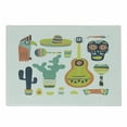 thumbnail image 1 of Fiesta Cutting Board, Mexico Guitar Face Aztec Tequila Skull Musical Instruments Taco, Decorative Tempered Glass Cutting and Serving Board, Small Size, Multicolor, by Ambesonne, 1 of 1