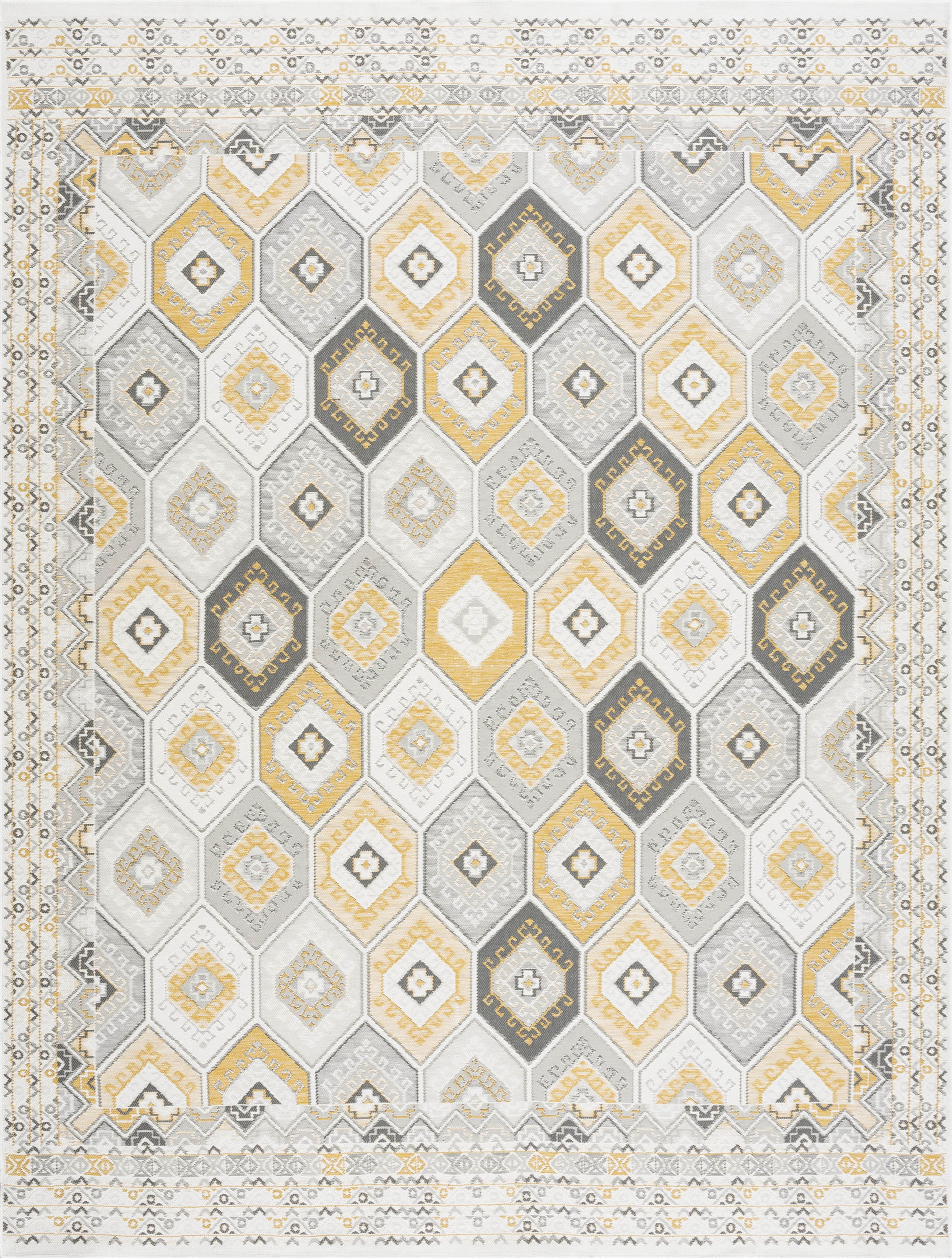 8x10 Water Resistant, Large Indoor Outdoor Rugs for Patios, Front Door Entry, Entryway, Deck, Porch, Balcony | Outside Area Rug for Patio | Cream, Geometric | Size: 7'11'' x 10'3''