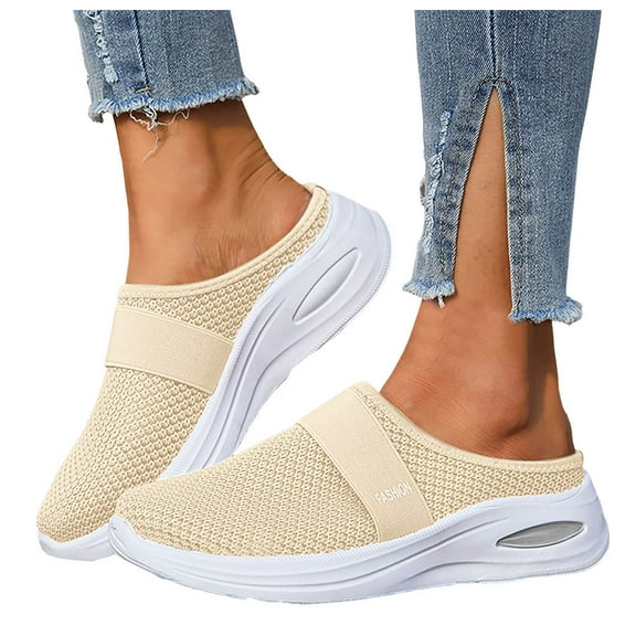 Women's Air Cushion Mules Lightweight Breathable Mesh Slip on Walking Shoes Summer Comfort Sneakers Sandals