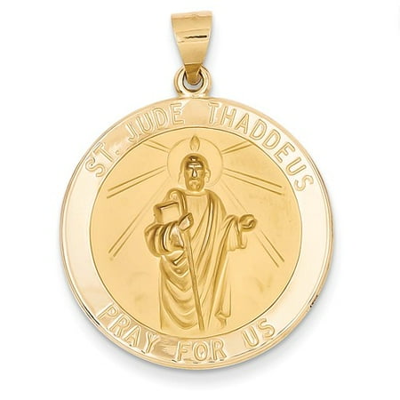 14k Yellow Gold Polished and Satin St. Jude Thaddeus Medal Pendant