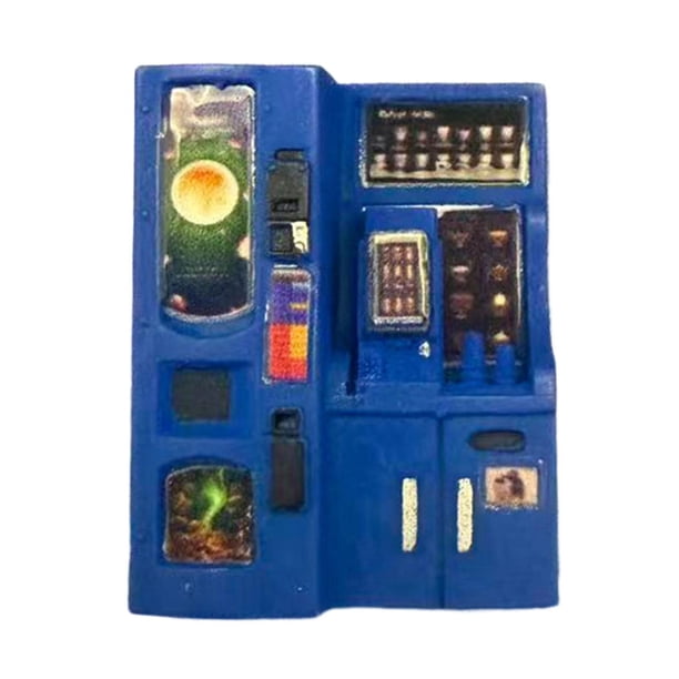 Mini máquina expendedora de bebidas, modelo 1/64, accesorios para casa de muñecas azul