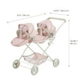 thumbnail image 3 of Olivia's Little World Polka Dot Princess Baby Doll Twin Bassinet Stroller with Retractable Canopy & Storage, Pink/Gray, 3 of 14