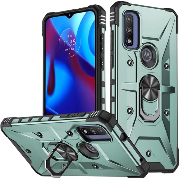 Case for Moto G Power 2022 Case G Pure Case Grade Drop Case with Kickstand Metel Ring Holder Shockproof Protective for Motorola G Power 2022 Phone Case (Midnight Green)