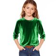 thumbnail image 2 of AHTJRT Velvet Shirts for Girls Warm Cozy Comfort Soft Round Neck 3/4 Sleeves Tee Tops Fashion Fall Spring Lounge Active Solid Color Tee Shirts Green 13-14 Years, 2 of 7