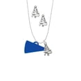 thumbnail image 2 of Delight Jewelry Acrylic 1.25" Royal Blue Megaphone Silver tone Zig Zag Christmas Tree Charm Necklace and Stud Earrings, 2 of 4