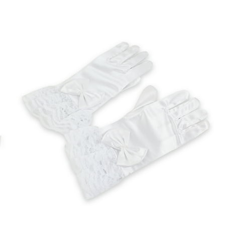 - Hot Girls Kids Satin Short Wrist GLOVES Wedding Holiday Formal Pageant Birthday