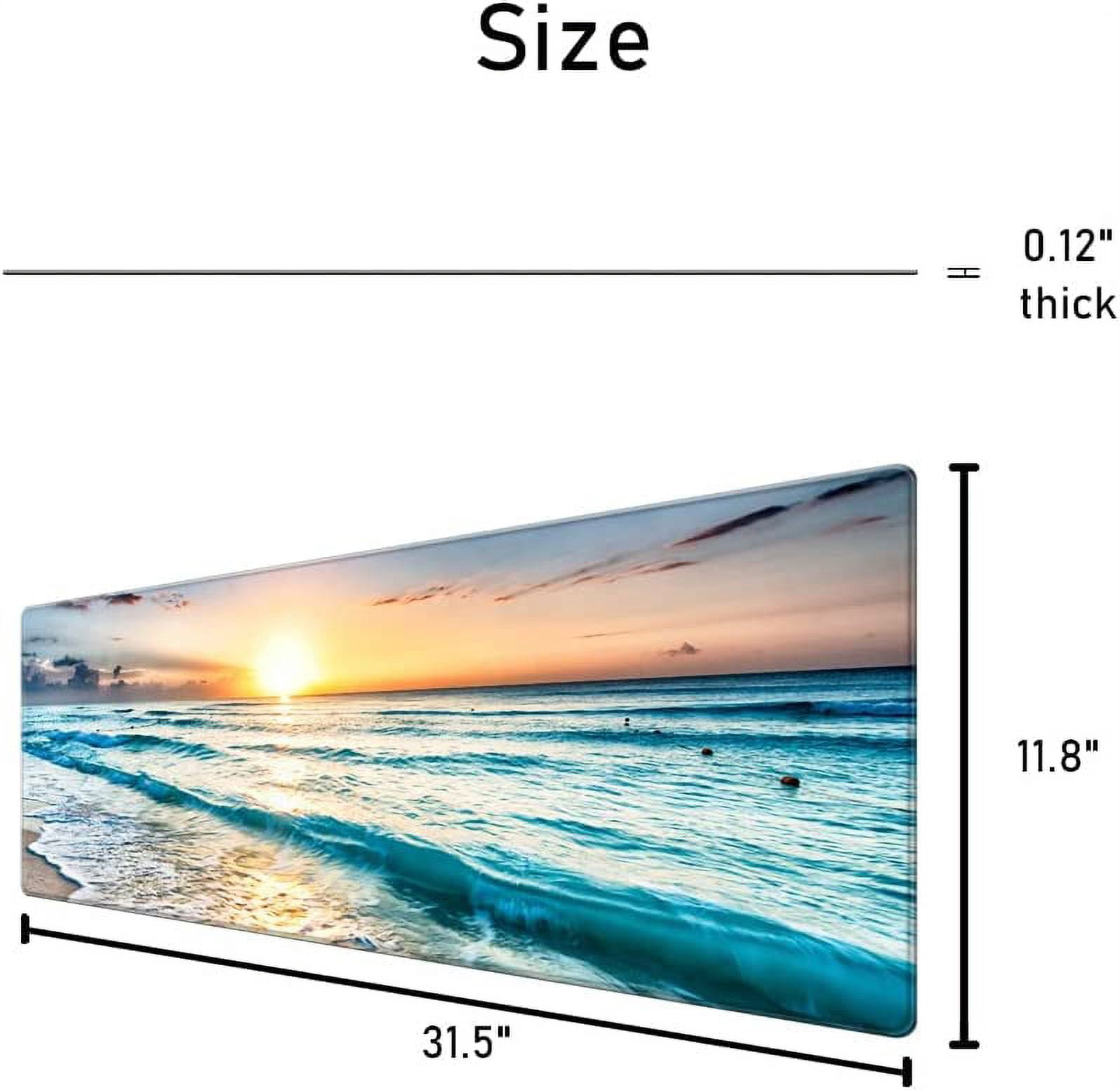 Desk Pad Protector,Mouse Pad with Non-Slip Rubber Base,Textured & Waterproof Mousepad with Stitched Edges,Large Desk mats for Computers,Laptop,Gaming,Office & Home,31.5 x 11.8 in,Beach