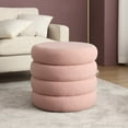 thumbnail image 4 of Zesthouse 20.1" Wide Round Boucle Storage Ottoman, Tufted Sherpa Ottoman Footstool for Living Room Bedroom, Pink, 4 of 14