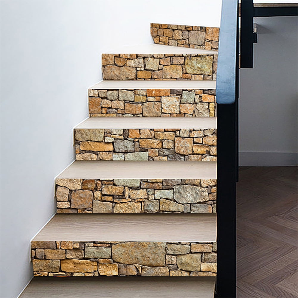 Stone Pattern Stairs Sticker, Peel and Stick Staircase Decals Self Adhesive Vinyl Stair Decals Wall Sticker for House Stairs Decoration