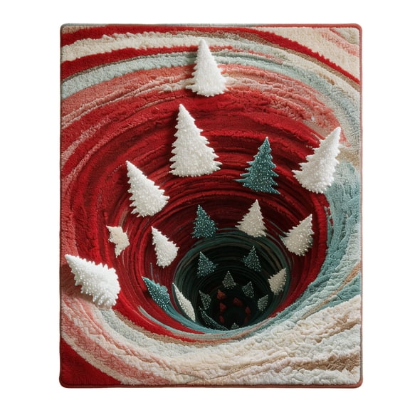 3D Illusion Christmas Area Rug Winter Pine Tree Indoor Home Decor 15.75 X 23.6 Inch Crystal Velvet Floor Mat