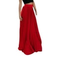 thumbnail image 1 of B91xZ Jupe Maxi Douce pour Femmes, Légère, Évasée, Midi, à Enfiler, Rouge m, 1 of 4