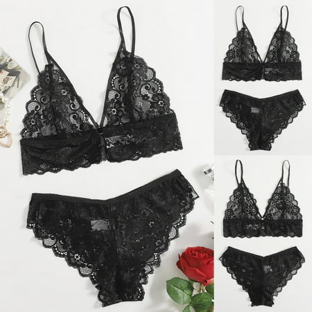 

Daqian Lingerie for Women Plus Size Set Women Lingerie Corset Lace Free Wire Racy Muslin Sleepwear Underwear Tops+Briefs Womens Lingerie Clearance Black XL(XL)